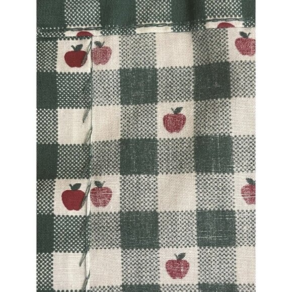 1 Vtg Curtain Valance Apples White Green Plaid JC Penney Tabs 84” - Picture 5 of 6